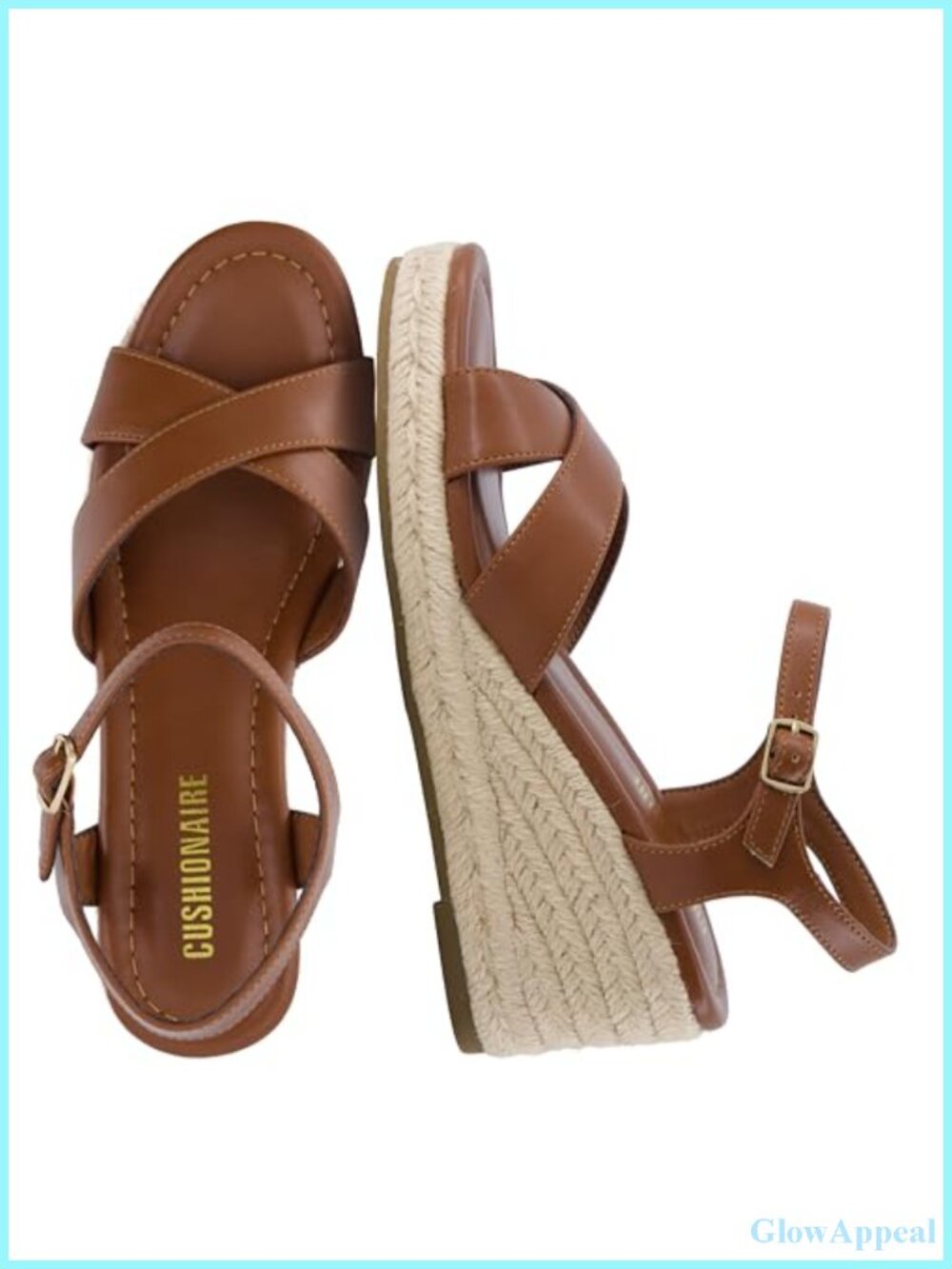 Cushioned Faux Leather Espadrille Wedge Sandals Crisscross Open Toe Ankle Strap